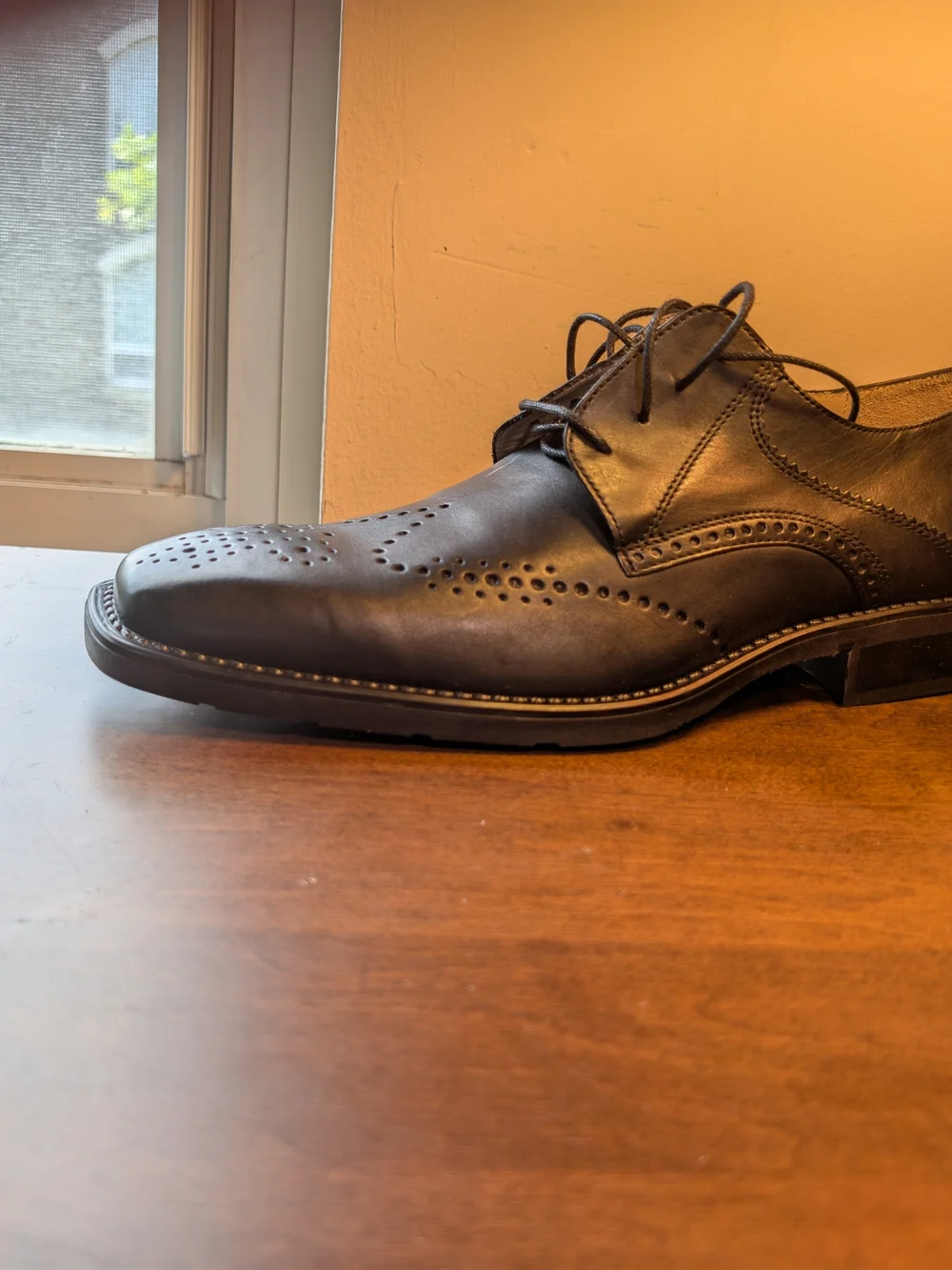 Cole Haan Black Leather Lace-Up Brogue Derbys